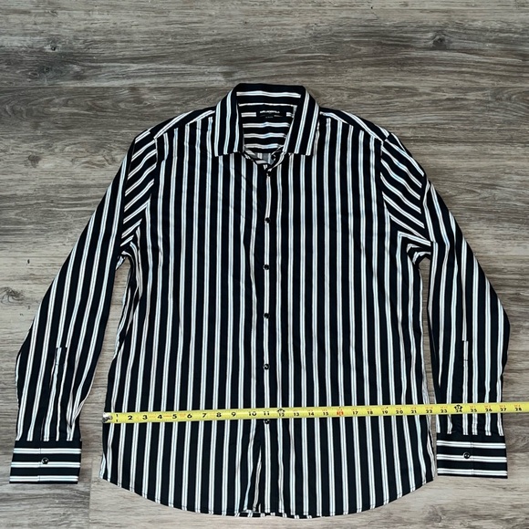 Black and White Striped Men's Shirt - Picture 6 of 8